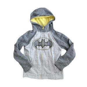 Batman | Gray Zipper Hoodie Jacket Medium 7/8 Gray Yellow DC Comics